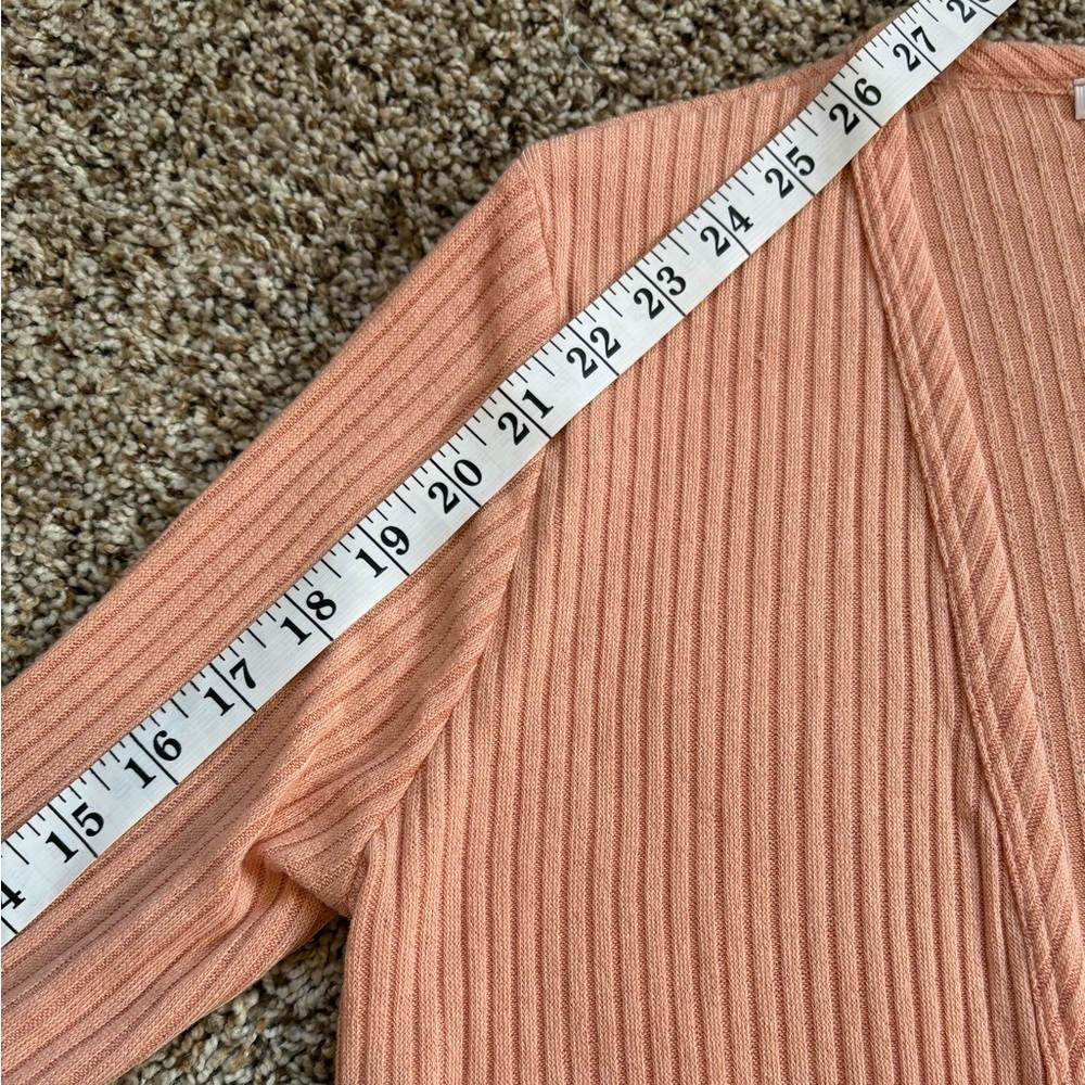 NWT Ribbed Blush Peach Cardigan & Cropped Tank Top Matching Two Piece Set Size M - Picture 11 of 11